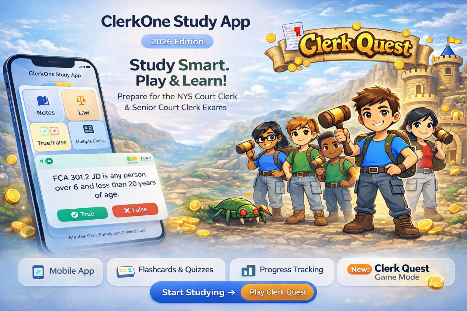 ClerkOne Study App splash promo